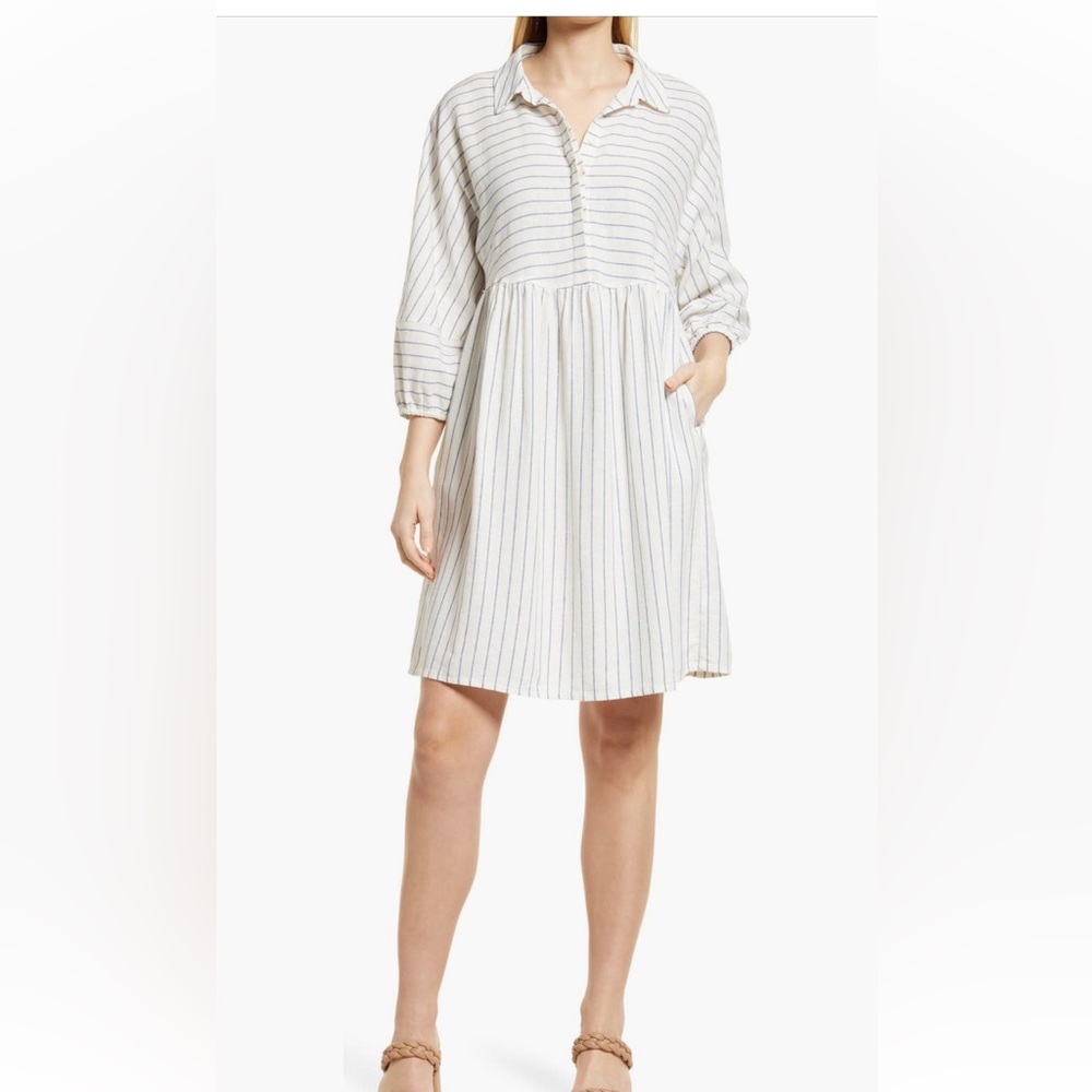 Caslon Striped White and Blue Women's Dress (S)